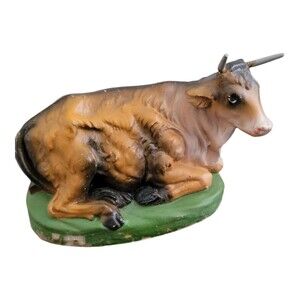 Vintage Christmas Nativity Cow/Ox Replacement Figure Resin Italy Moving Horns